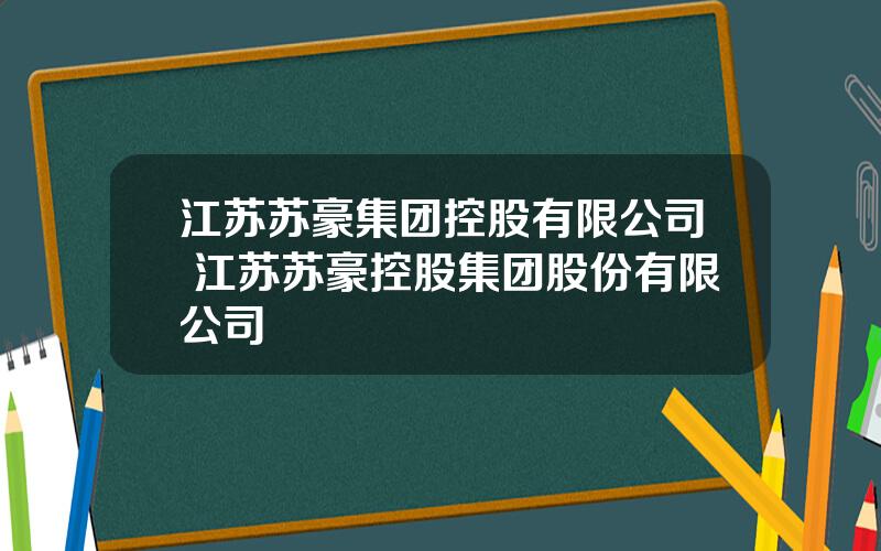 江苏苏豪集团控股有限公司 江苏苏豪控股集团股份有限公司